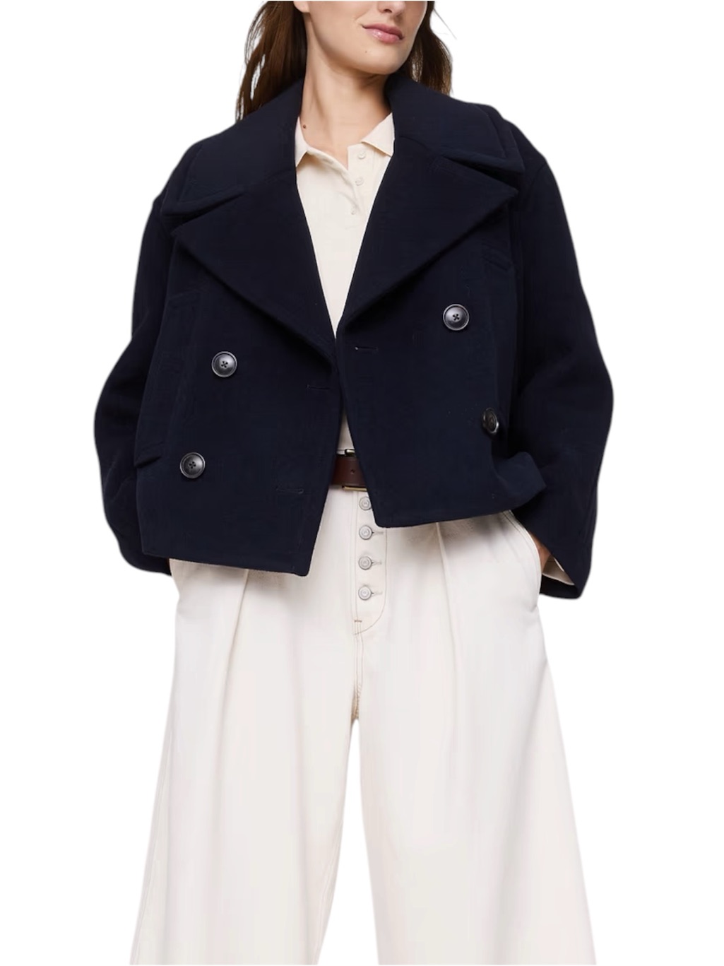 Banana Republic Italian Melton Wool-Blend Peacoat Navy Blue Medium Nwt